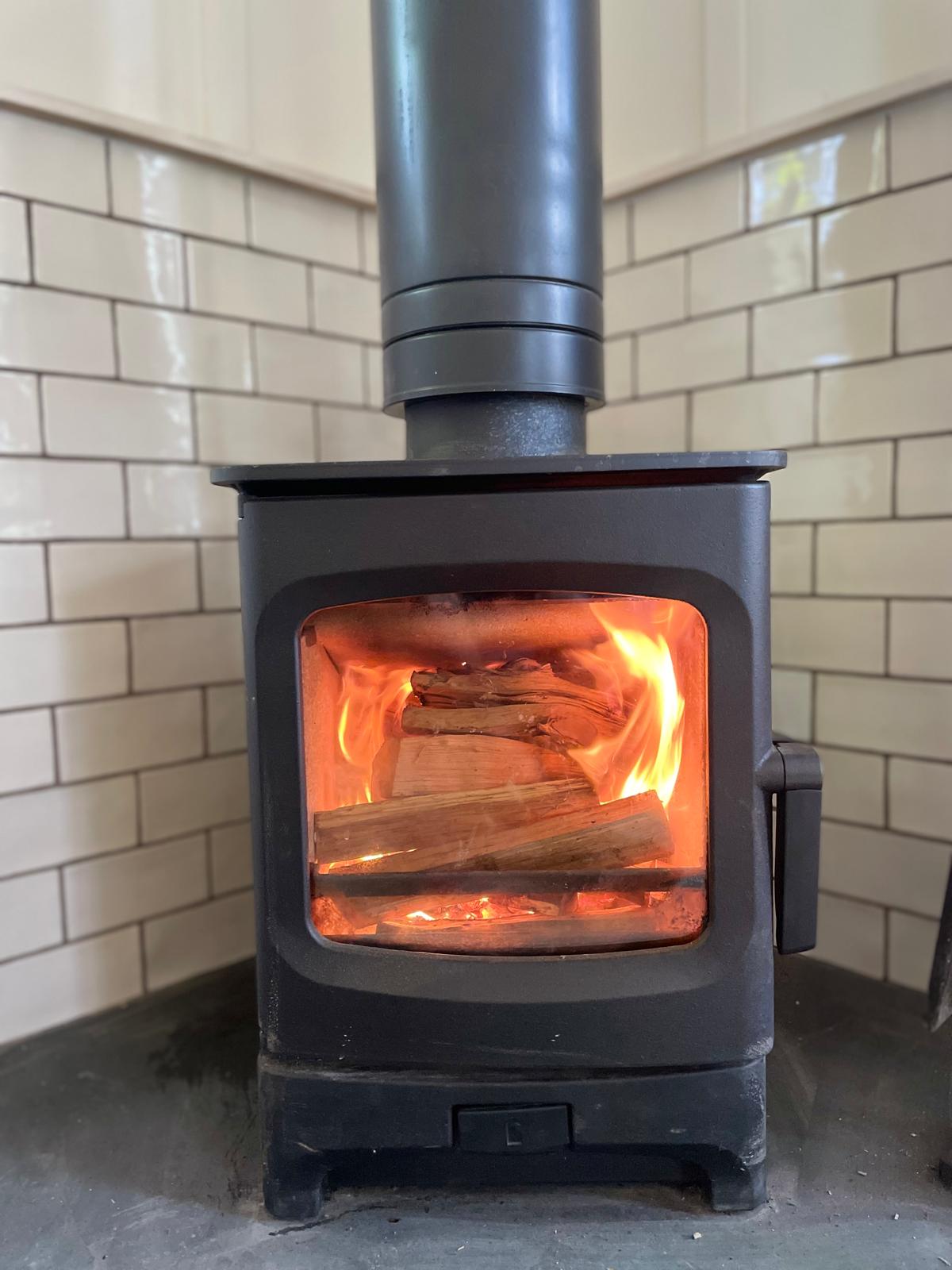 Cosy Off-Grid Warmth: Wood-Burning Stove Feature - Brecon Oak